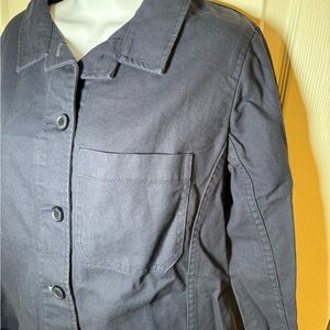 Navy blue button-up jacket utility with pockets by Tradlands The Poor Porker -M